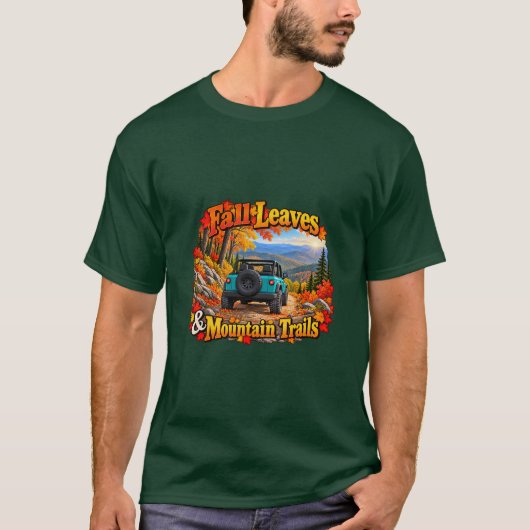 T-shirt Teal_Fall Leaves & Mt Trails (Devant)