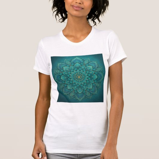 T-shirt Teal Tranquility Mandala – Boho Spiritual Art (Devant)