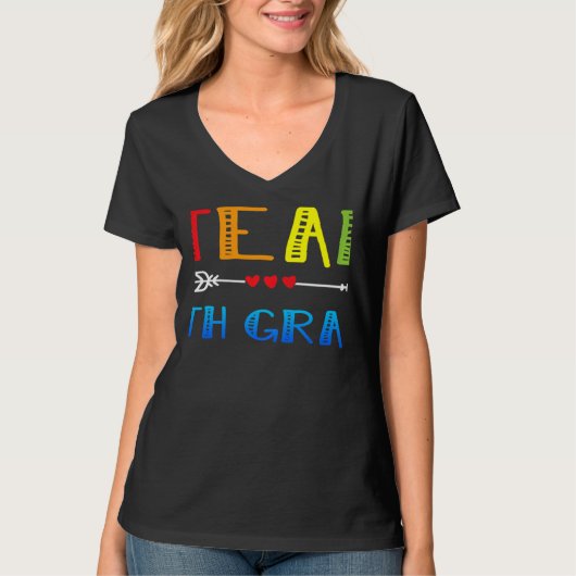 T-shirt team 7th grade heart back to school teacher cute a (Devant)