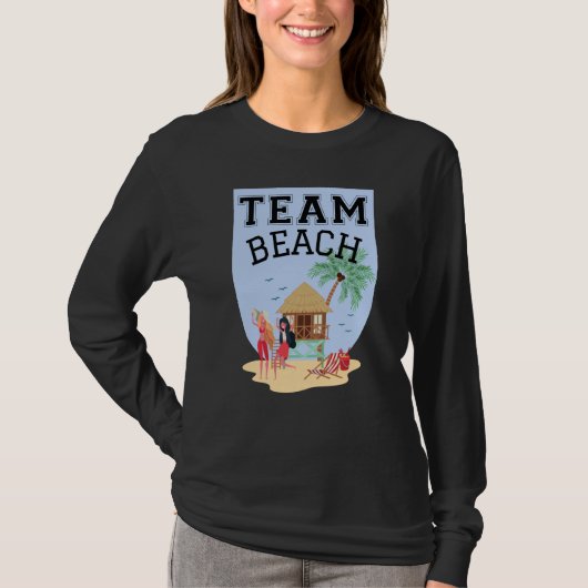 T-shirt Team Beach Women Palm Tree Hut (Devant)