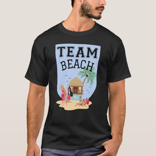 T-shirt Team Beach Women Palm Tree Hut (Devant)