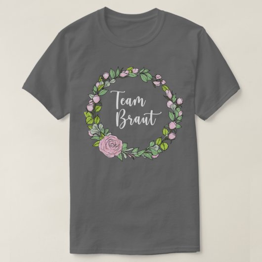 T-shirt Team Bride I Floral Wreath Mariage Boho Style Euca (Design devant)