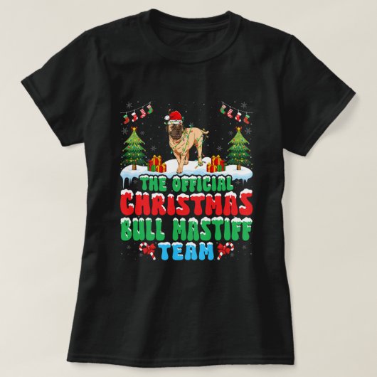 T-shirt Team Bull Mastiff de Noël (Design devant)