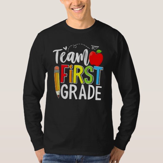 T-shirt Team First Grade Shirt Teacher Student Kids Back T (Devant)