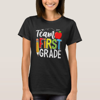T-shirt Team First Grade Shirt Teacher Student Kids Back T