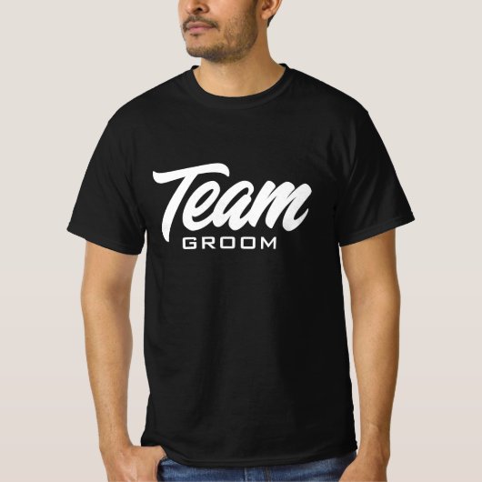 T-shirt Team Groom jeu de mariage noir et blanc (Devant)