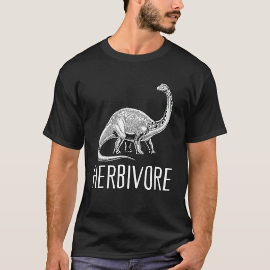 T-shirt Team Herbivore Vegan Brontosaurus Vegetarian Plant (Devant)