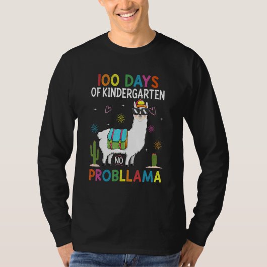 T-shirt Team Kindergarten No Prob Llama Teacher 100 Days o (Devant)