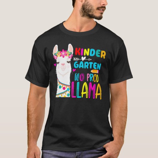 T-shirt Team Kindergarten Teacher Rainbow No Prob Llama 10 (Devant)