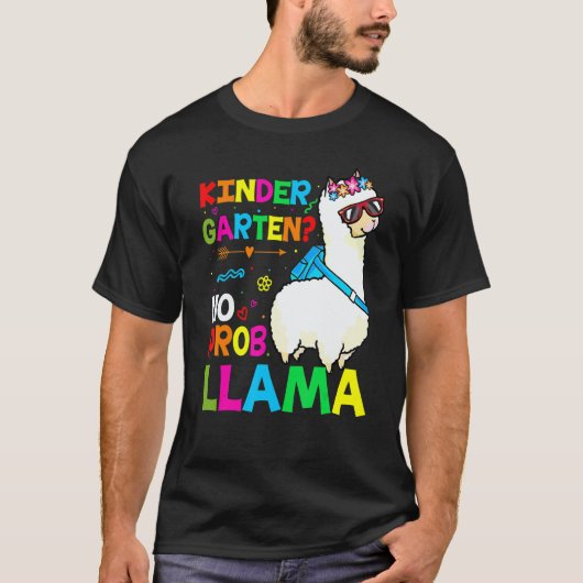 T-shirt Team Kindergarten Teacher Rainbow No Prob Llama 10 (Devant)