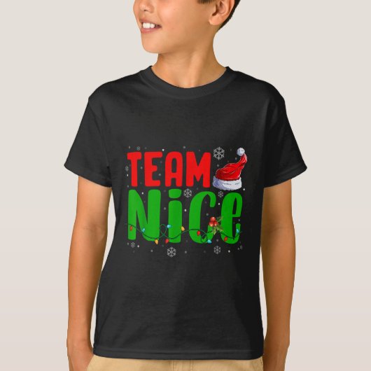 T-shirt Team Naughty Nice Santa Hat Funny Christmas Matchi (Devant)