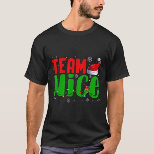 T-shirt Team Naughty Nice Santa Hat Funny Christmas Matchi (Devant)