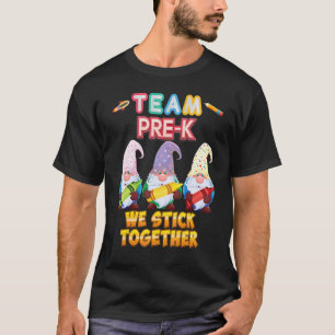 T-shirt Team Pre K Grade We Stick Together Gnomes Kid Back