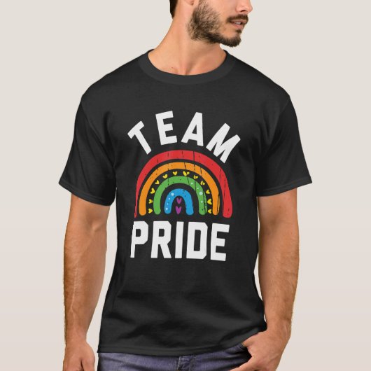 T-shirt Team Pride Lgbt Gay pride Rainbow Heart Tee Team (Devant)