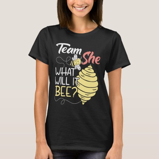 T-shirt Team She What Will It Bebe Baby Faire-part Genre (Devant)