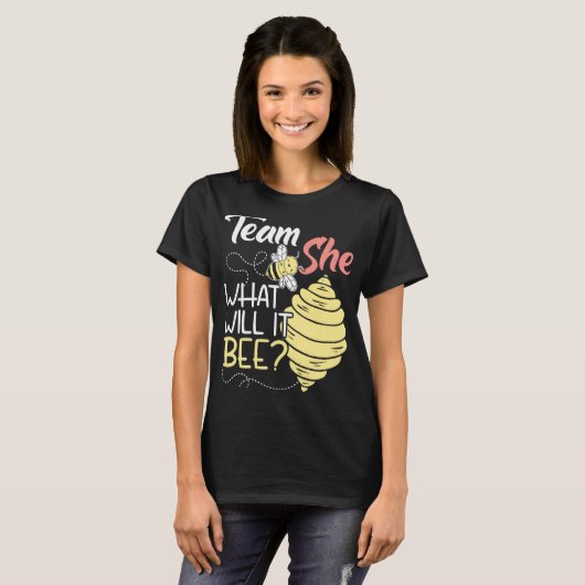 T-shirt Team She What Will It Bebe Baby Faire-part Genre (Devant entier)