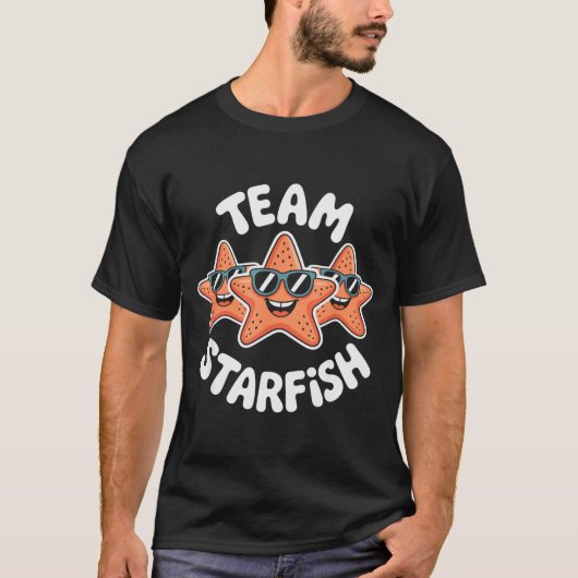 T-shirt Team Starfish Cool Sungles Ocean Cartoon Crew Funn (Devant)