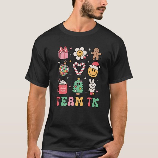 T-shirt Team TK Teacher Christmas Smile Face Retro Daisy C (Devant)