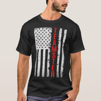 T-shirt Teamster Fier Drapeau Américain Trouvé