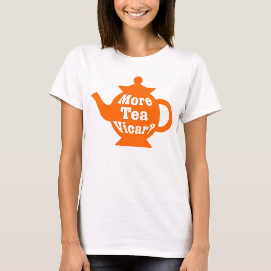 T-shirt Teapot - Plus de thé Vicar ? - Orange et blanc (Devant)