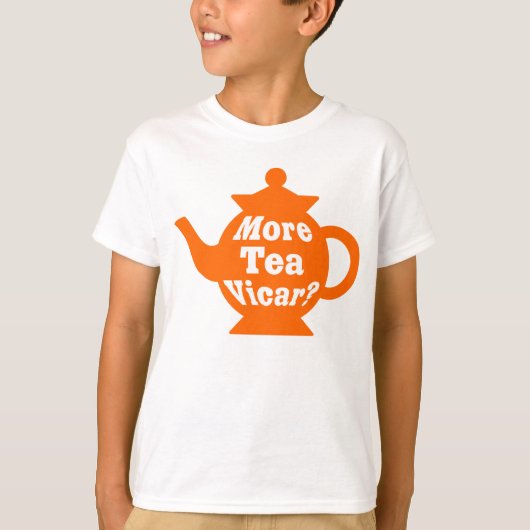 T-shirt Teapot - Plus de thé Vicar ? - Orange et blanc (Devant)