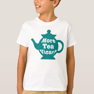 T-shirt Teapot - Plus de thé Vicar ? - Turquoise et blanc