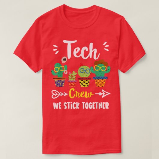 T-shirt Tech Crew, Funny Cute School Cactus Team Tech Teac (Design devant)