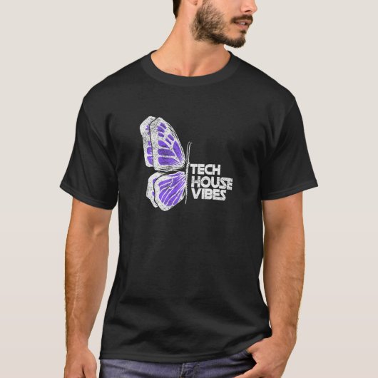 T-shirt Tech House Deep House Techno Butterfly (Devant)