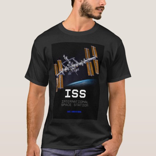T-shirt Tech Mens ISS Station spatiale internationale noir (Devant)