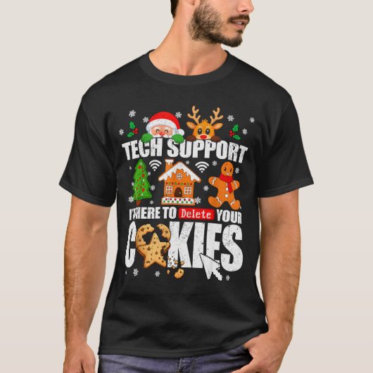 T-shirt Tech Support Delete Your Cookies Men Ugly Christma (Devant)