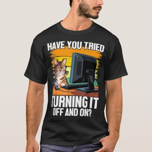 T-shirt Tech Suprt Humor I Cat Engineer Computer It Guy  (Devant)