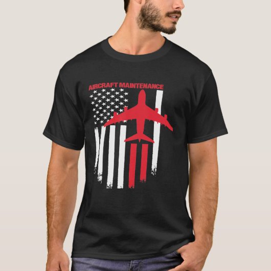 T-shirt Technicien d'aéronef American Flag Aviation Techn (Devant)