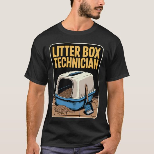 T-shirt Technicien de bac à litière amateur de chat drôle (Devant)
