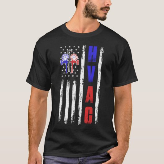 T-shirt Technicien de drapeau HVAC Tech US (Devant)