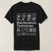 T-shirt Technicien de maintenance Funny Description Étique (Design devant)