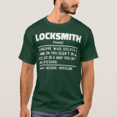 T-shirt Technicien de réparation de serrures certifié Lock (Devant)