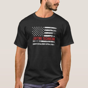 T-shirt Technicien d'éclairage USA Drapeau profession Rétr