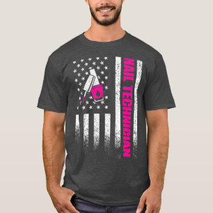 T-shirt Technicien d'ongle US Drapeau Pink Nail Tech Artis
