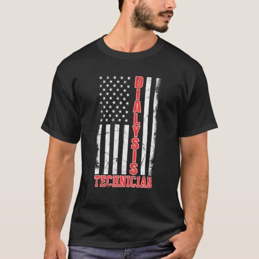 T-shirt Technicien en dialyse US American Flag Nephrology  (Devant)