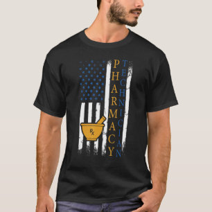 T-shirt Technicien en pharmacie American Flag Pharmacist P