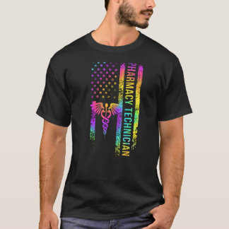 T-shirt Technicien en pharmacie Drapeau américain Pharmaci