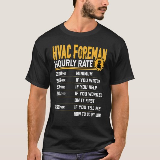 T-shirt Technicien HVAC du Foreman Horaire (Devant)