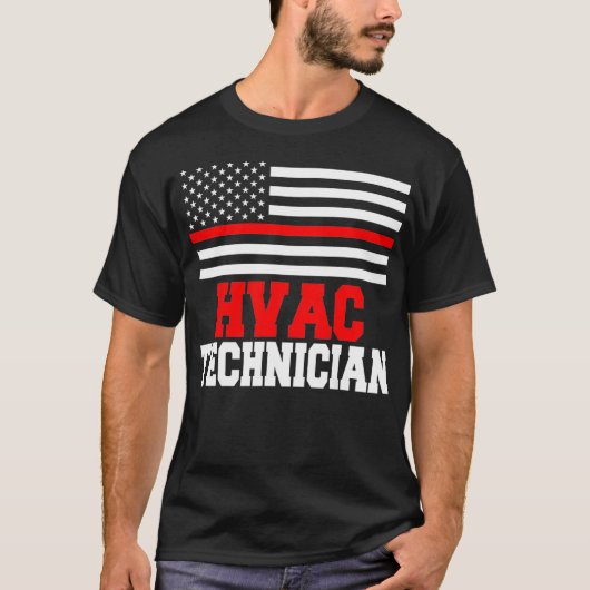 T-shirt Technicien HVAC États-Unis Drapeaux Funny HVAC Tec (Devant)