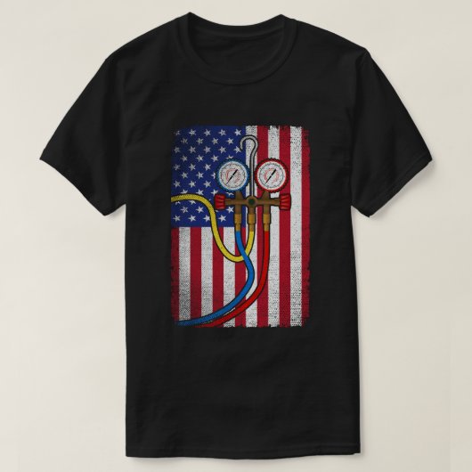 T-shirt Technicien HVAC Patriotique Drapeau américain Tech (Design devant)