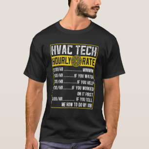T-shirt Technicien HVAC rétro vintage Taux horaire Hommes