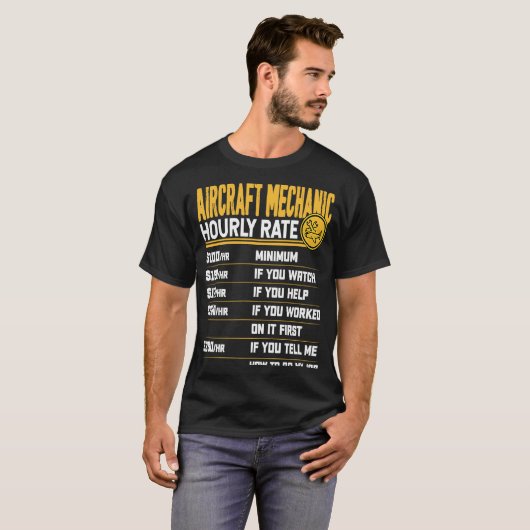 T-shirt Technicien mécanicien d'aéronef à tarif horaire Te (Devant entier)