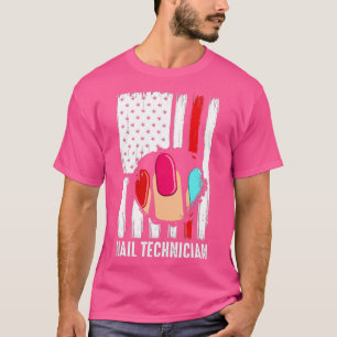 T-shirt Technicien ongle Drapeau Mains Nail Tech Artiste D
