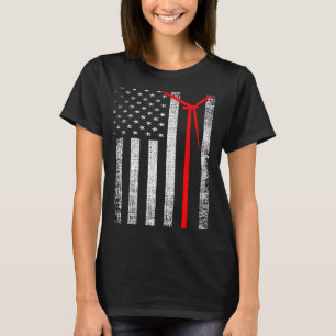 T-shirt Technicien Patriotique Turbine Éolien Américain Dr