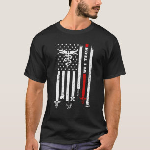 T-shirt Technicien Vet Tech vétérinaire American Flag Paw