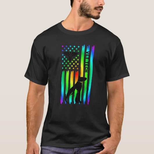 T-shirt Technicien Vétérinaire Drapeau États-Unis Technici (Devant)